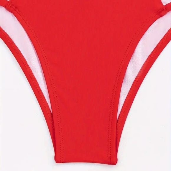 Red Halter Cut Out Bikini Set - Picture 6 of 9